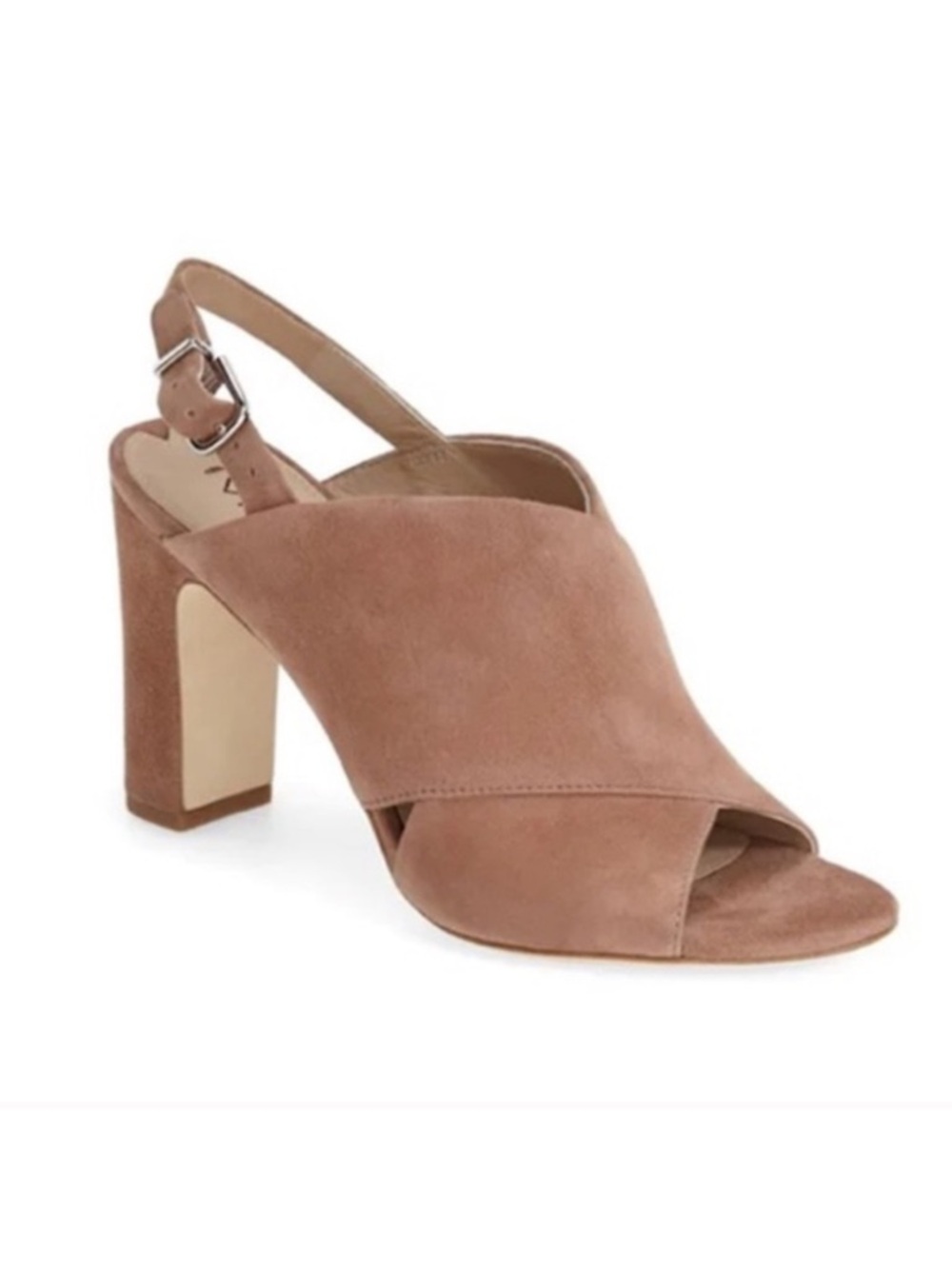 Via Spiga Amya Pink Beige Suede Chunky Heel Slingback Sandals 10